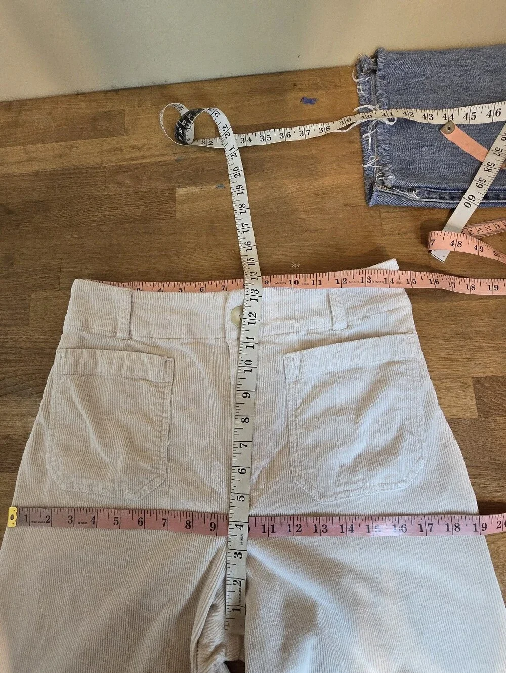 Maeve Anthropologie Colette Crop Pants Corduroy Wide Leg Trousers Cream 30 - Picture 10 of 13